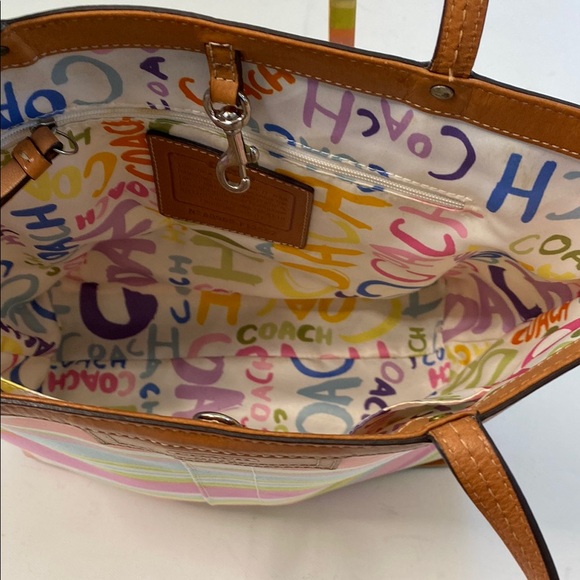 Coach Multi-colored Striped Tote. Pastels. A0969-F13552. - Picture 3 of 13